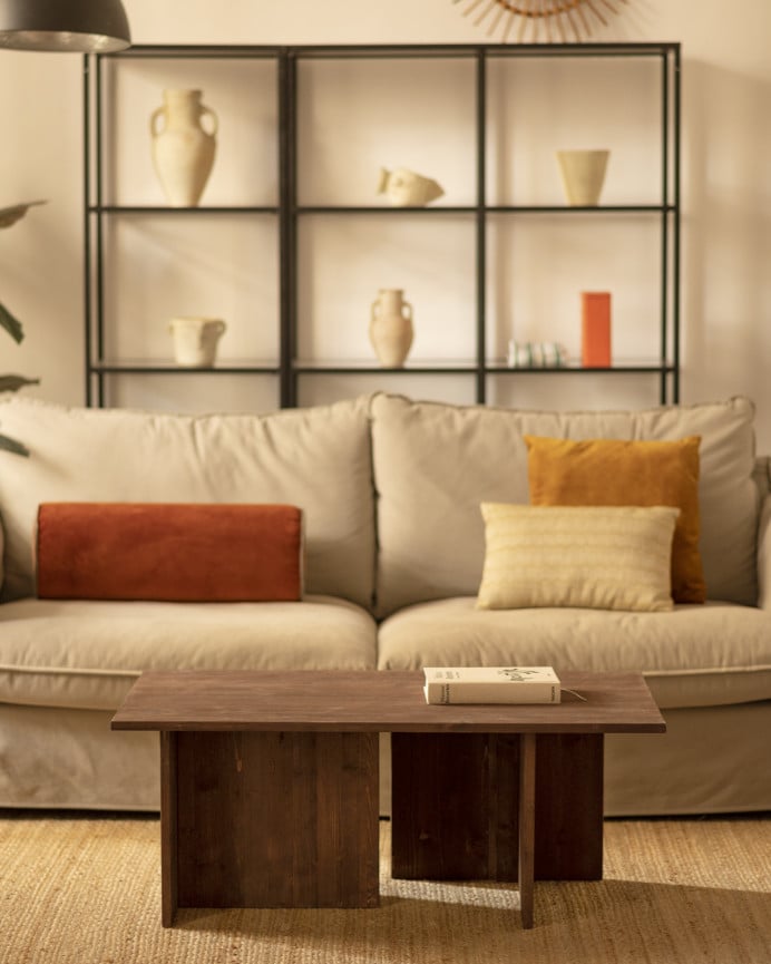 Deco Wood Mesa De Centro De Madera Maciza Tono Nogal 40x100cm