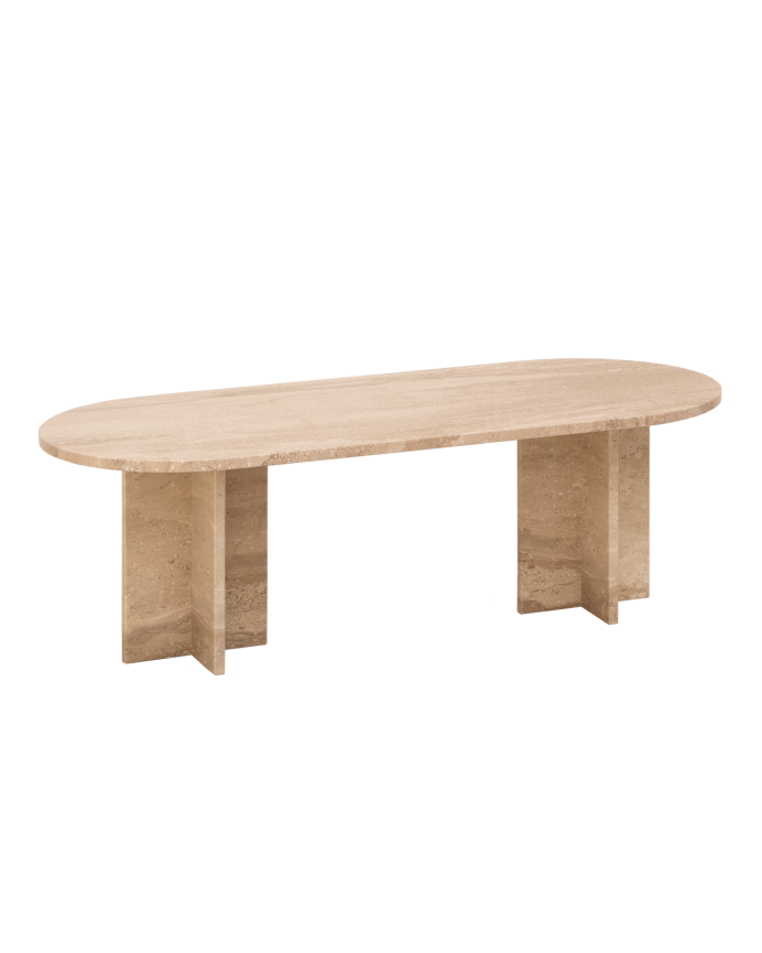 Deco wood Mesa de centro de mármol daino reale de 120x50cm