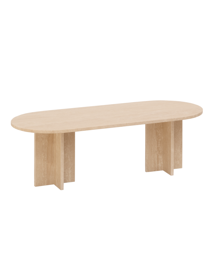 Deco wood Mesa de centro de mármol travertino de 120x50cm