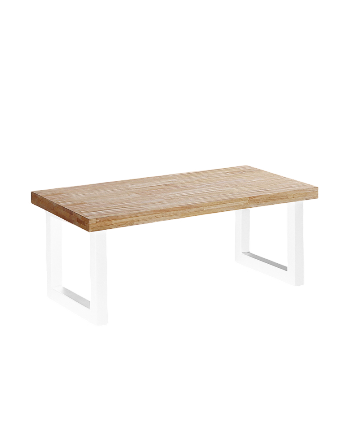 Deco Wood Mesa De Centro Elevable De Madera Maciza Con Patas De Hierro Color Blanco De 43x120cm