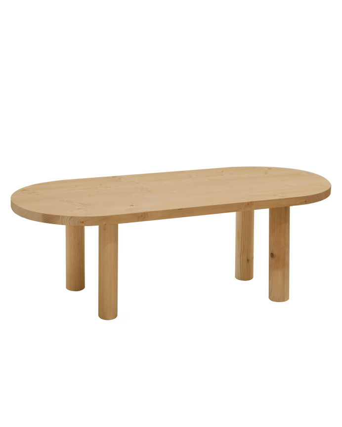 Deco Wood Mesa De Centro Ovalada De Madera Maciza En Tono Roble Medio De 40x120cm