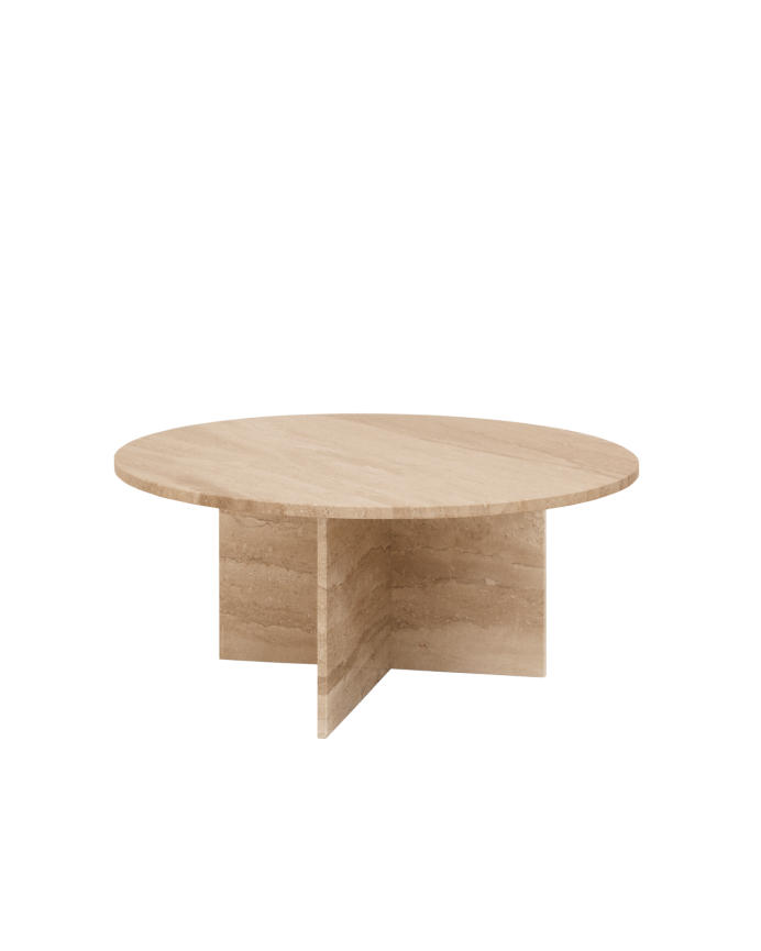 Deco Wood Mesa De Centro Redonda De Mármol Daino Reale De Ø60cm