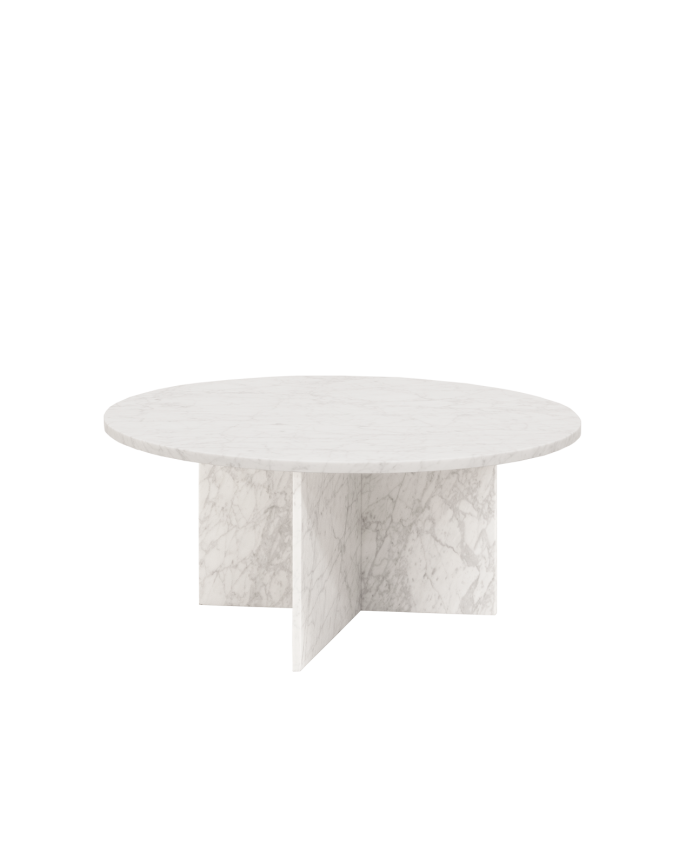 Deco Wood Mesa De Centro Redonda De Mármol De Ø60cm