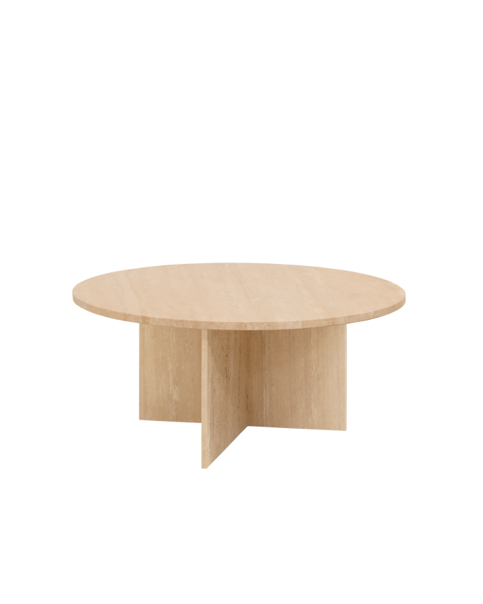 Deco wood Mesa de centro redonda de mármol travertino de Ø60cm