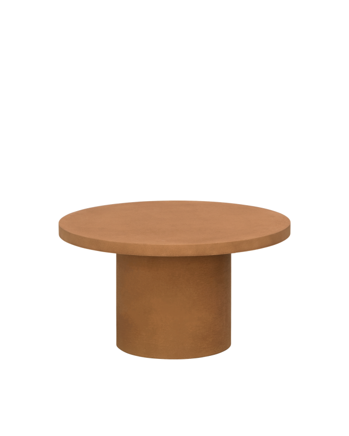Deco wood Mesa de centro redonda de microcemento en tono terracota de 60x33cm