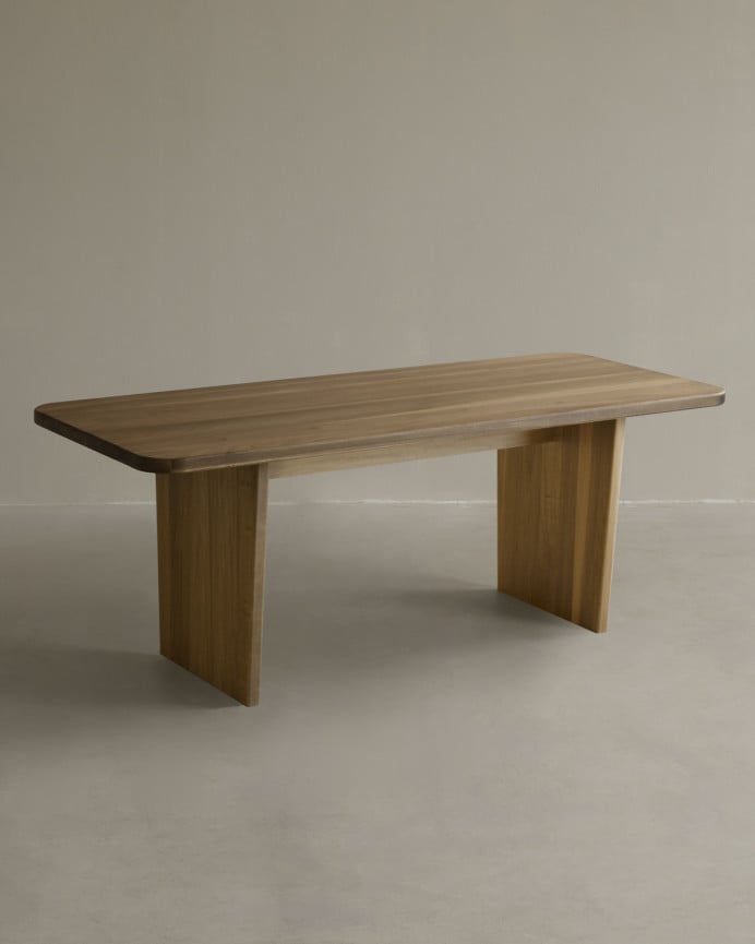 Deco wood Mesa de comedor de madera maciza de álamo de 160x80cm