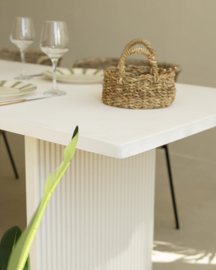 Deco Wood Mesa De Comedor De Madera Maciza En Tono Blanco De 140cm
