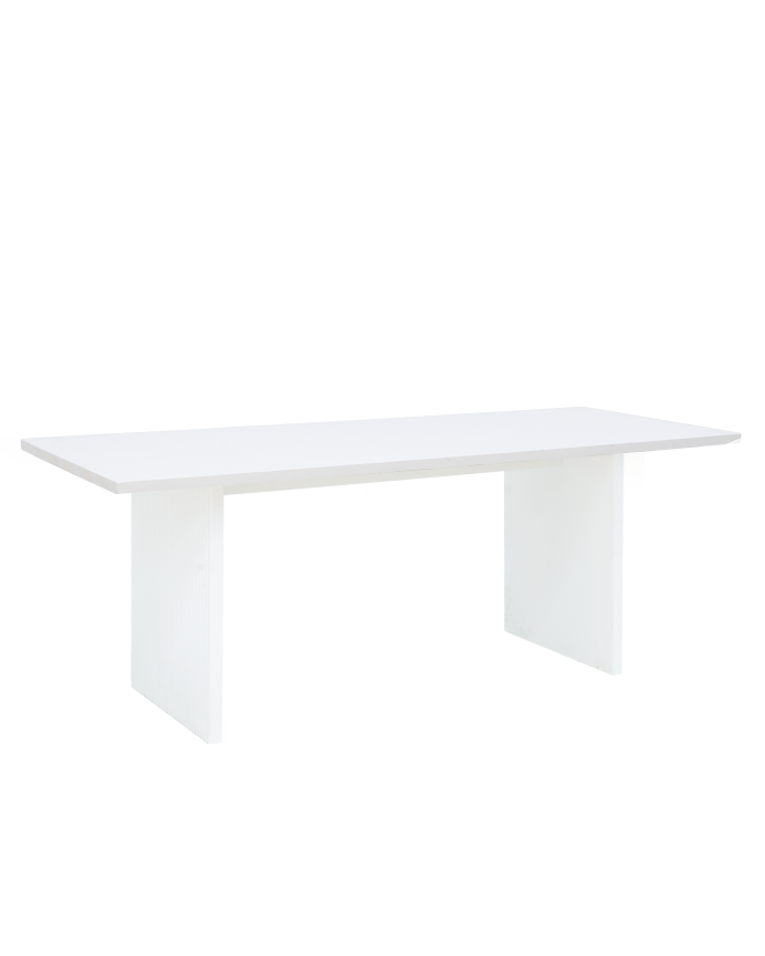 Deco wood Mesa de comedor de madera maciza en tono blanco de 140cm