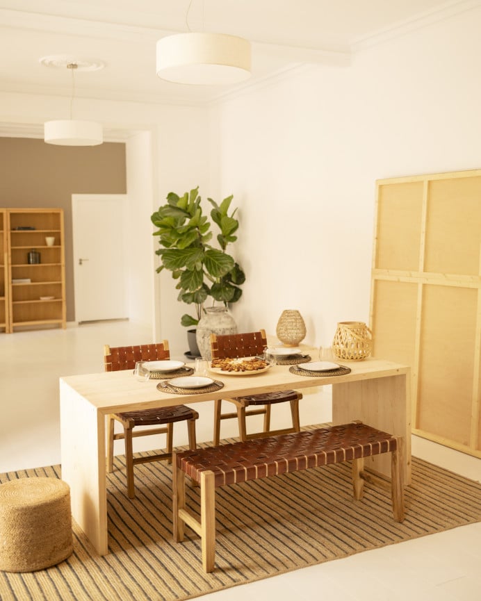 Deco Wood Mesa De Comedor De Madera Maciza En Tono Natural De 120cm