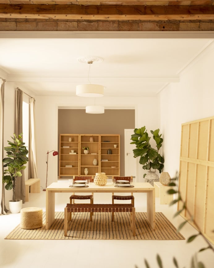 Deco Wood Mesa De Comedor De Madera Maciza En Tono Natural De 120cm