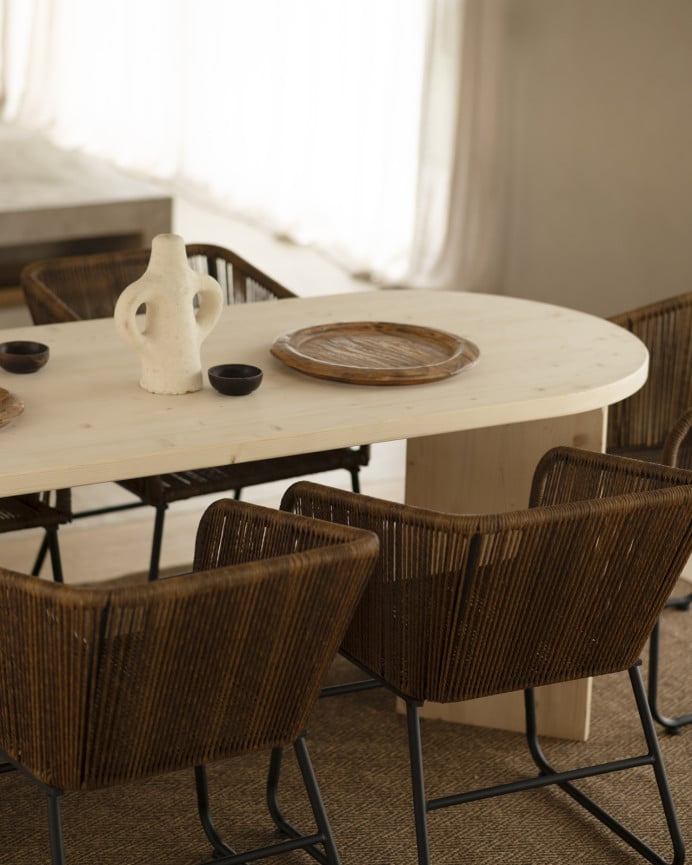 Deco Wood Mesa De Comedor De Madera Maciza En Tono Natural De 160cm