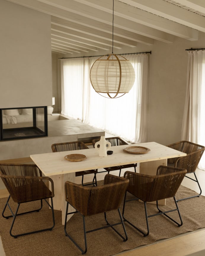 Deco Wood Mesa De Comedor De Madera Maciza En Tono Natural De 160cm