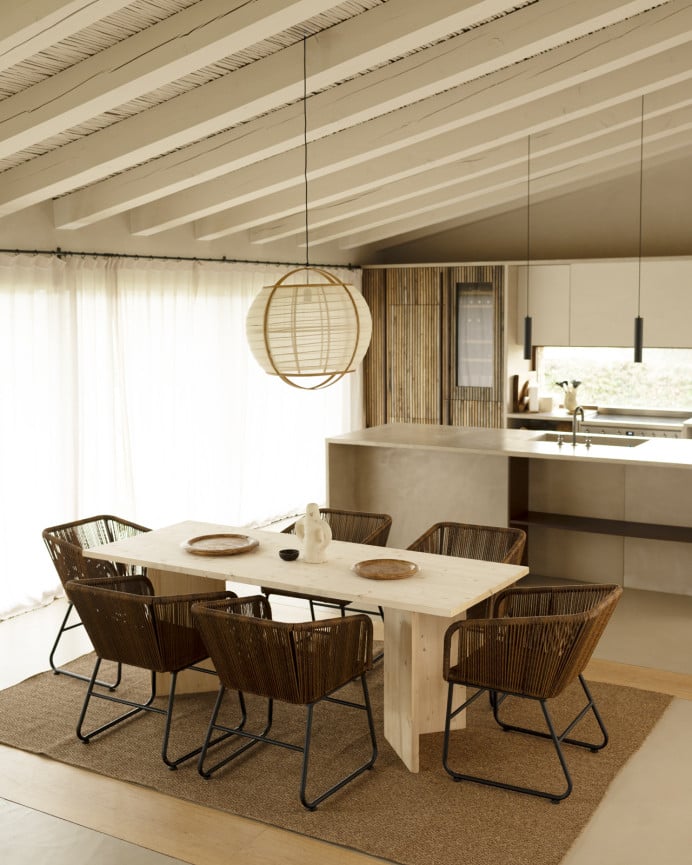 Deco Wood Mesa De Comedor De Madera Maciza En Tono Natural De 160cm