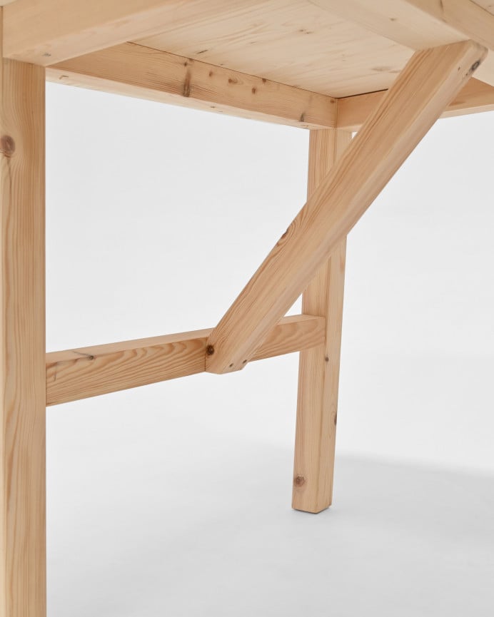 Deco Wood Mesa De Comedor De Madera Maciza En Tono Natural De 120x90cm