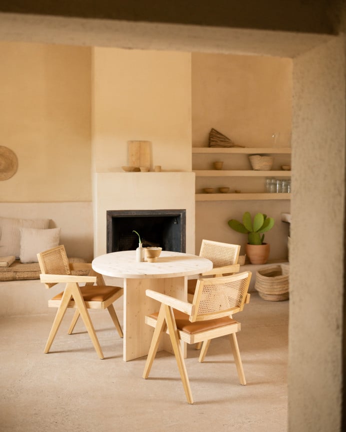 Deco Wood Mesa De Comedor De Madera Maciza En Tono Natural De 100cm