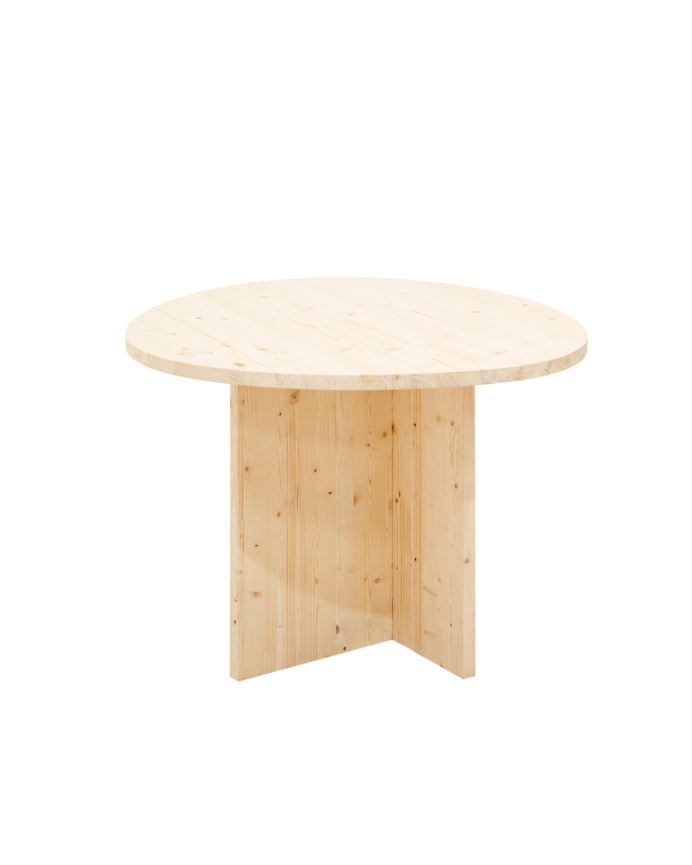Deco wood Mesa de comedor de madera maciza en tono natural de 100cm