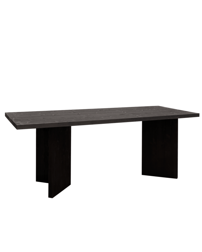 Deco wood Mesa de comedor de madera maciza en tono negro de 160cm