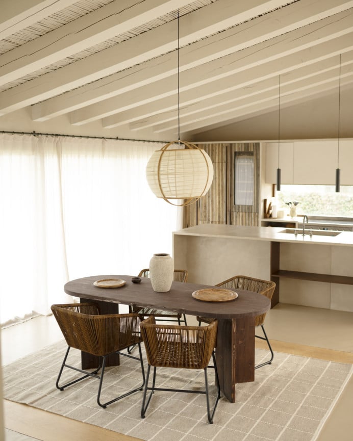 Deco Wood Mesa De Comedor De Madera Maciza En Tono Nogal De 160cm