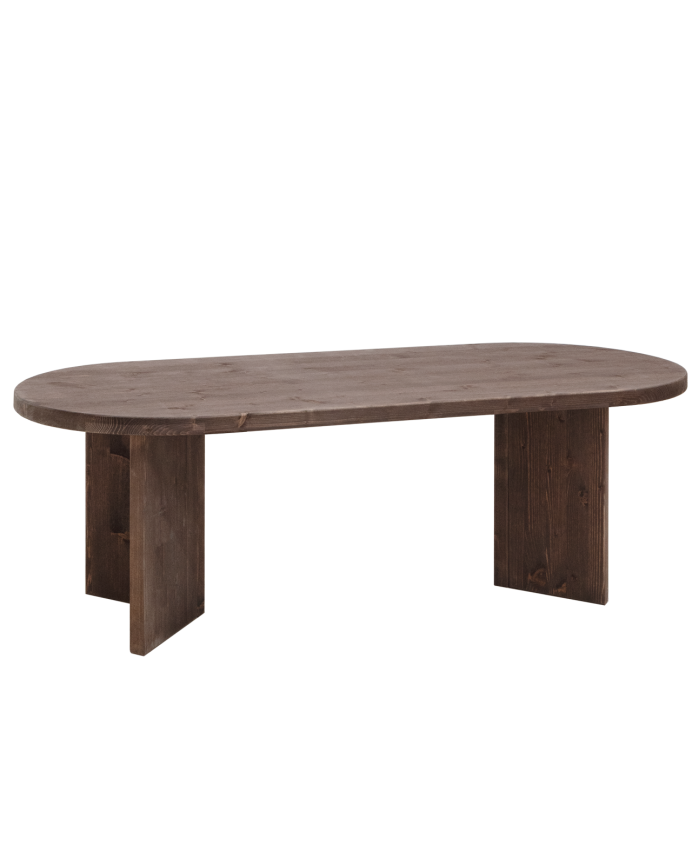 Deco wood Mesa de comedor de madera maciza en tono nogal de 160cm