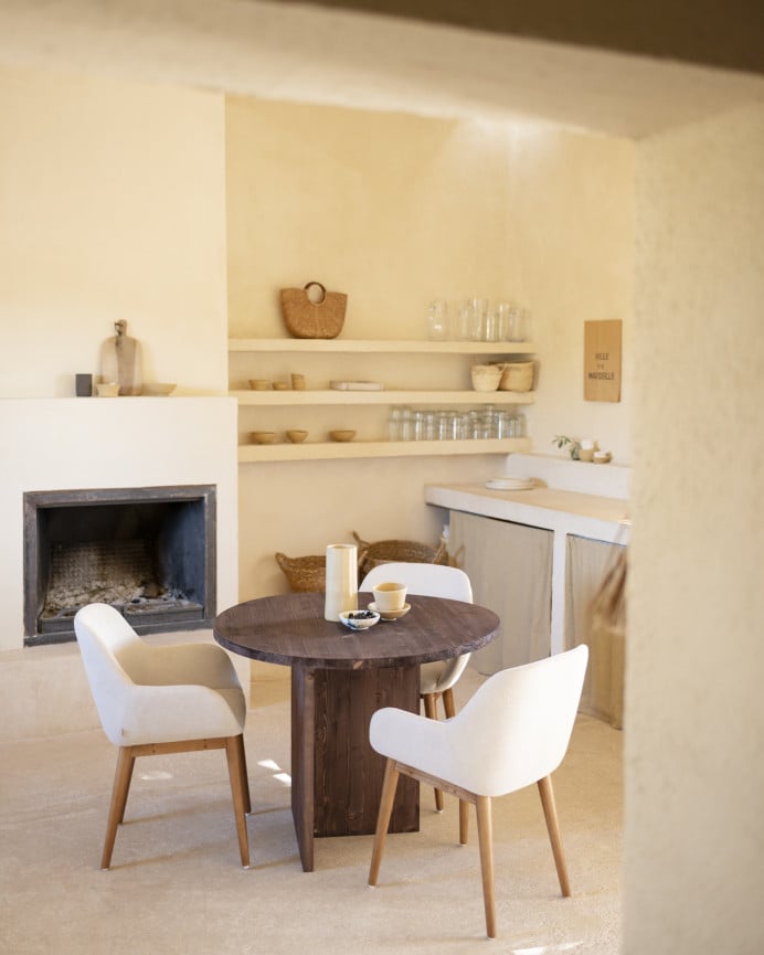 Deco Wood Mesa De Comedor De Madera Maciza En Tono Nogal De 100cm