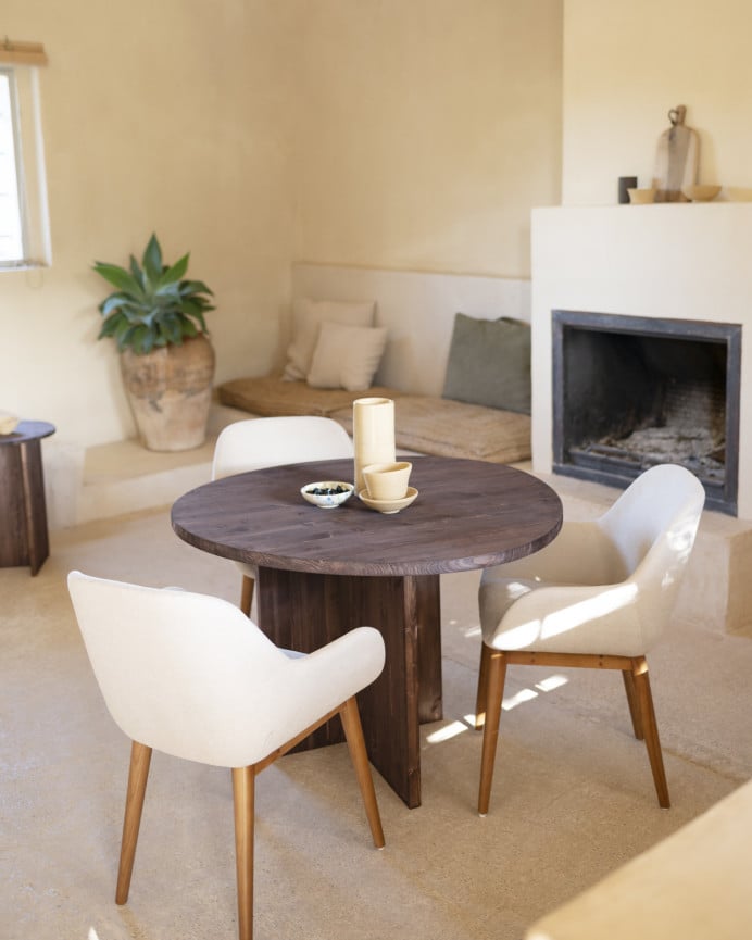 Deco Wood Mesa De Comedor De Madera Maciza En Tono Nogal De 100cm