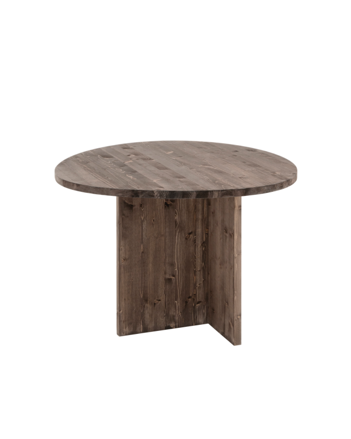 Deco wood Mesa de comedor de madera maciza en tono nogal de 100cm