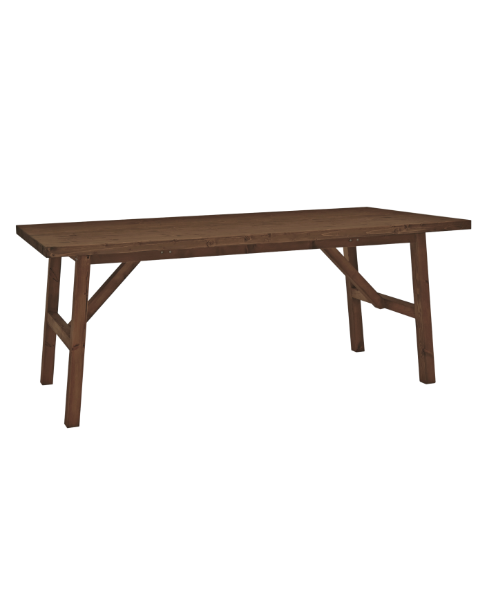 Deco wood Mesa de comedor de madera maciza en tono nogal de 120x90cm
