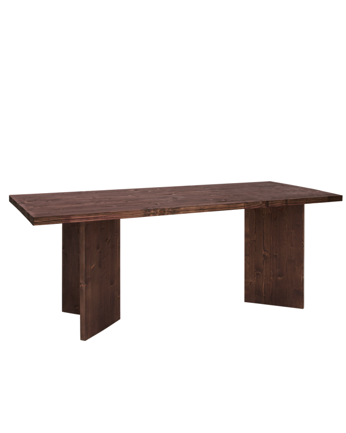 Deco wood Mesa de comedor de madera maciza en tono nogal de 160cm