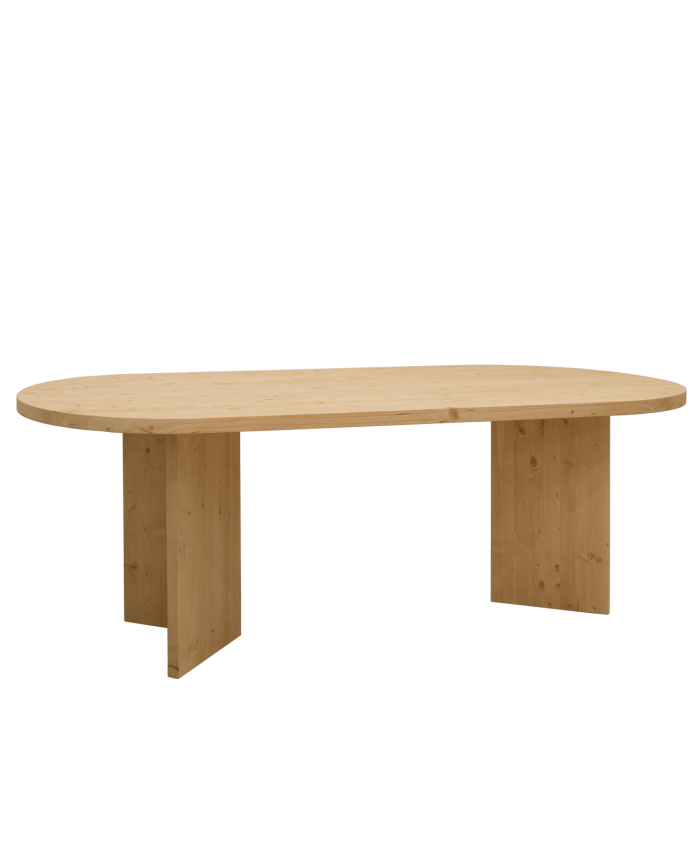 Deco wood Mesa de comedor de madera maciza en tono roble medio de 160cm