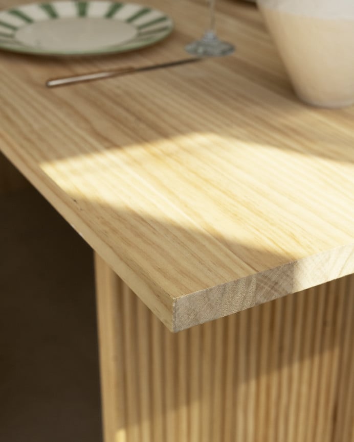 Deco Wood Mesa De Comedor De Madera Maciza En Tono Roble Medio De 140cm