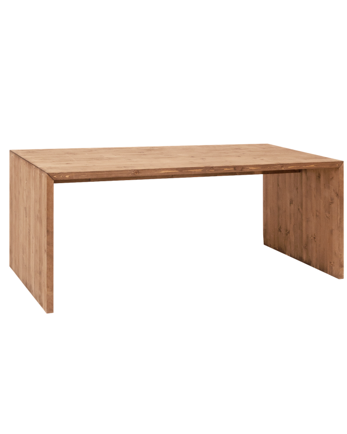 Deco wood Mesa de comedor de madera maciza en tono roble oscuro de 120cm