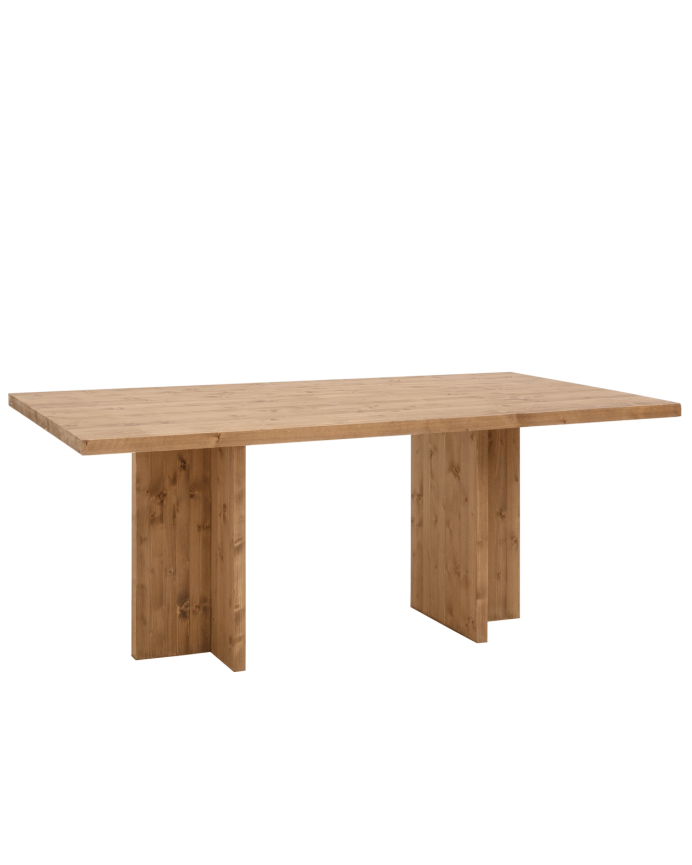 Deco wood Mesa de comedor de madera maciza en tono roble oscuro 160x90cm