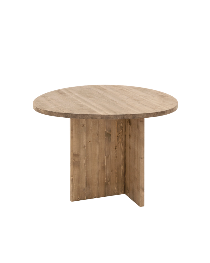 Deco wood Mesa de comedor de madera maciza en tono roble oscuro de 100cm