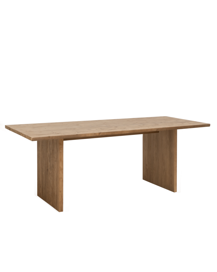 Deco wood Mesa de comedor de madera maciza en tono roble oscuro de 140cm