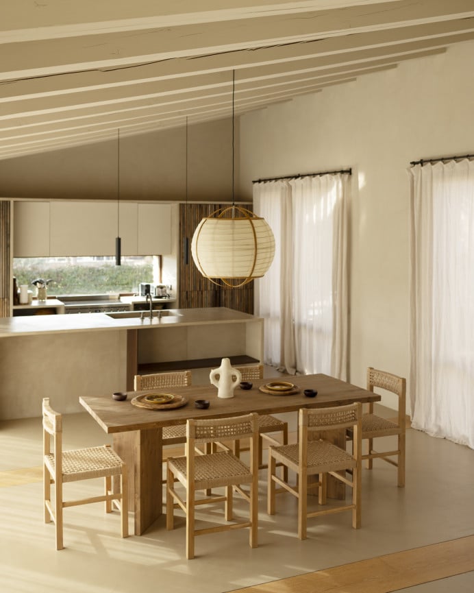 Deco Wood Mesa De Comedor De Madera Maciza En Tono Roble Oscuro De 160cm