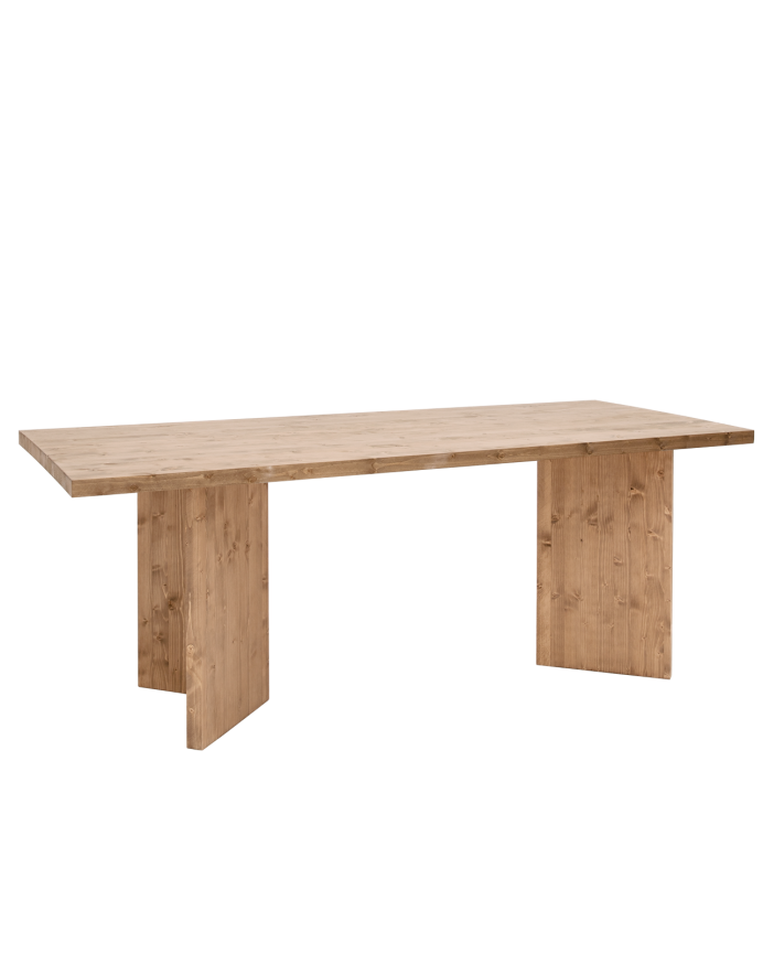 Deco wood Mesa de comedor de madera maciza en tono roble oscuro de 160cm