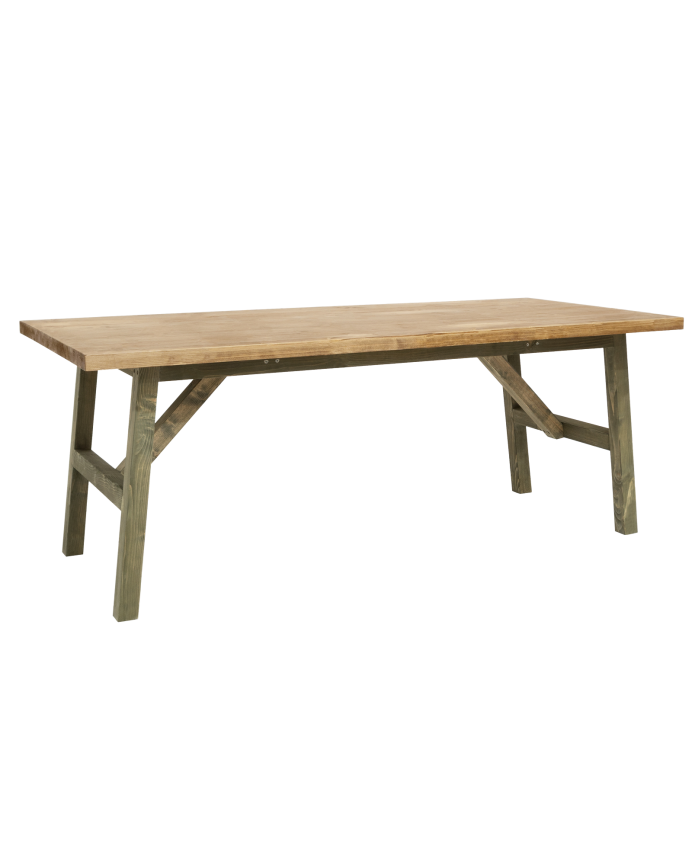 Deco wood Mesa de comedor de madera maciza en tono verde de 120x90cm