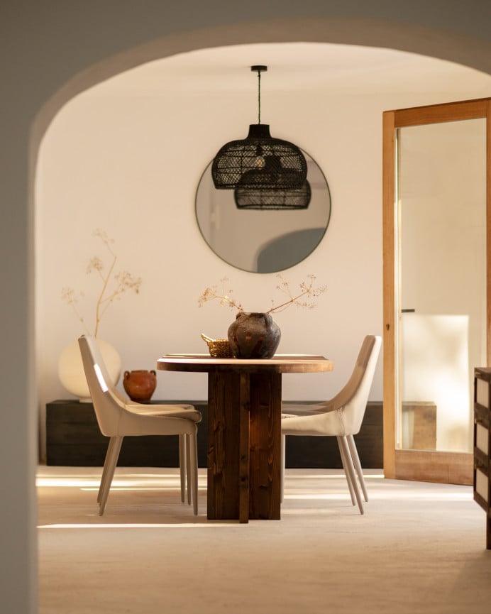 Deco Wood Mesa De Comedor De Madera Maciza Ovalada En Tono Nogal De 160x78cm