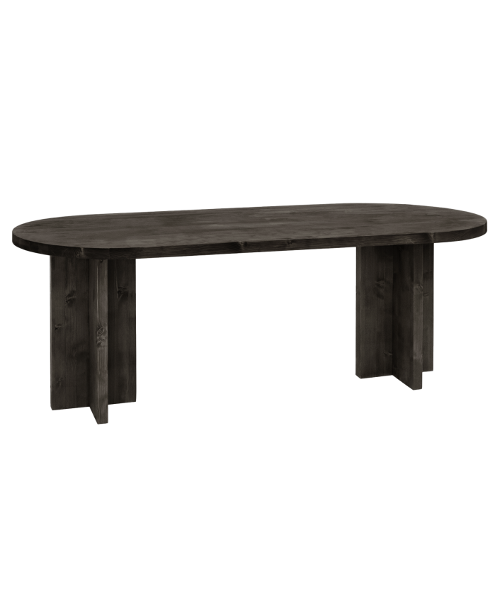 Deco Wood Mesa De Comedor De Madera Maciza Ovalada En Tono Negro De 160x78cm