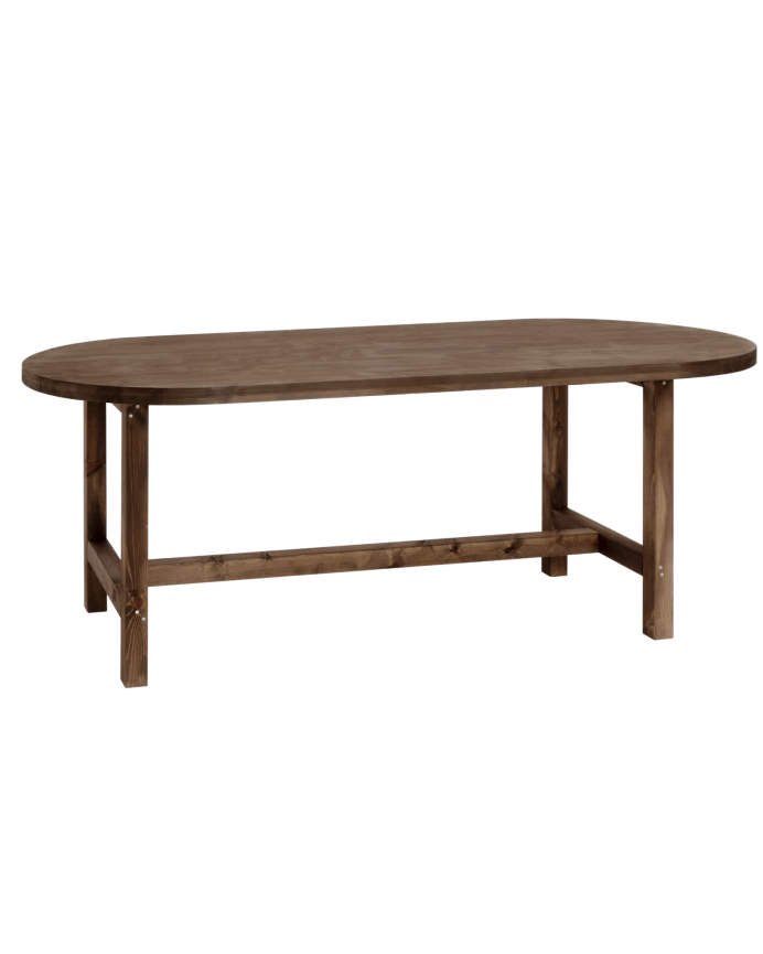 Deco wood Mesa de comedor de madera maciza ovalada en tono nogal de 160x78cm
