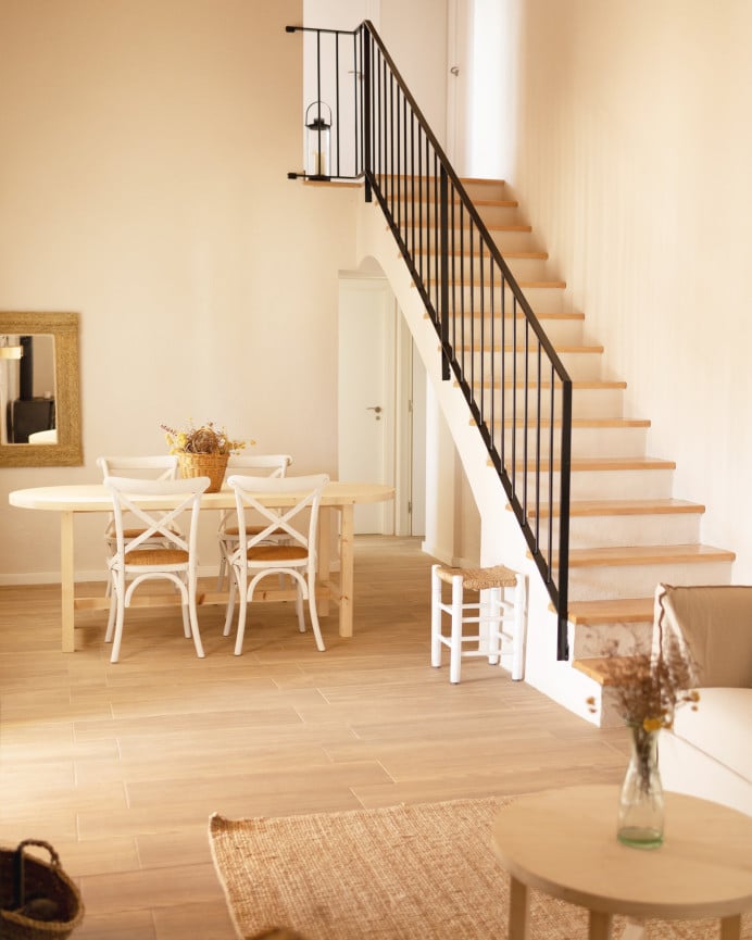 Deco Wood Mesa De Comedor De Madera Maciza Ovalada En Tono Natural De 160x78cm