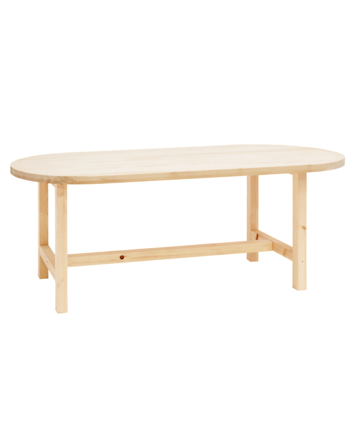 Deco wood Mesa de comedor de madera maciza ovalada en tono natural de 160x78cm