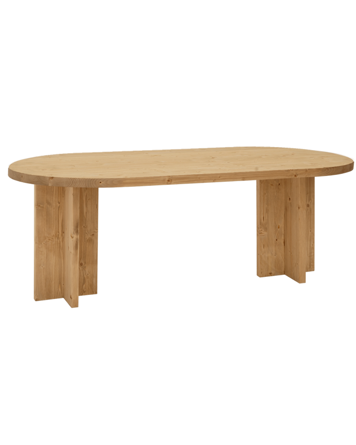 Deco wood Mesa de comedor de madera maciza ovalada en tono roble medio de 160x78cm