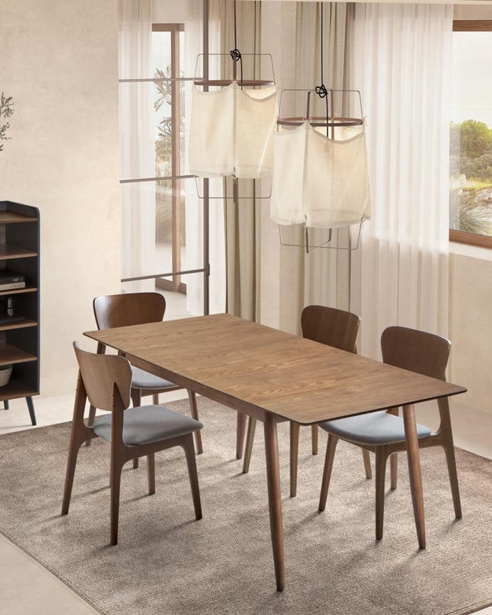 Deco Wood Mesa De Comedor Extensible De Madera En Tono Roble Oscuro De 150-190cm