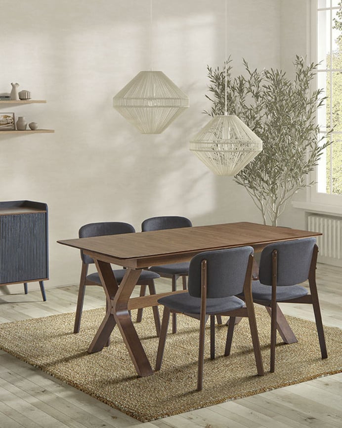 Deco Wood Mesa De Comedor Extensible De Madera En Tono Roble Oscuro De 140-180cm