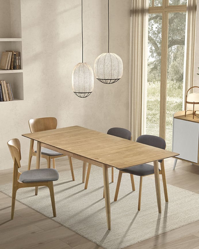 Deco Wood Mesa De Comedor Extensible De Madera Natural De 150-190cm