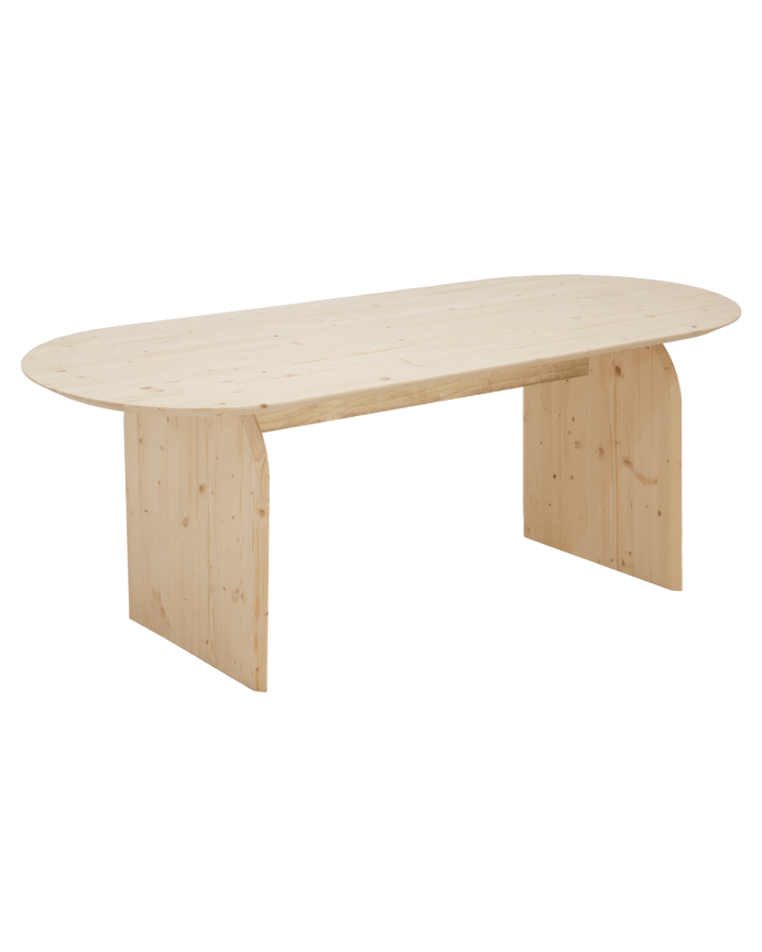 Deco wood Mesa de comedor ovalada de madera maciza en tono natural de 160cm