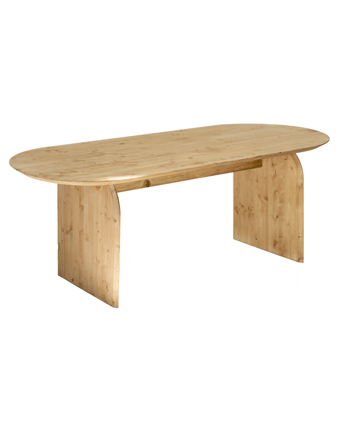 Deco wood Mesa de comedor ovalada de madera maciza en tono roble medio de 160cm