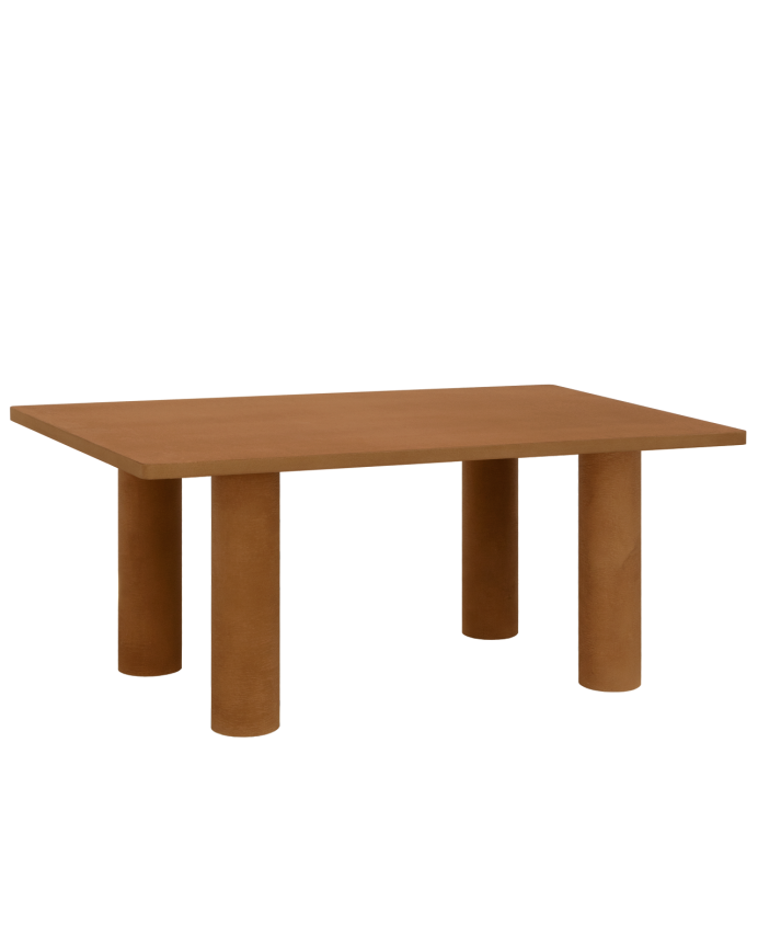 Deco Wood Mesa De Comedor Rectangular De Microcemento En Tono Terracota De 160cm