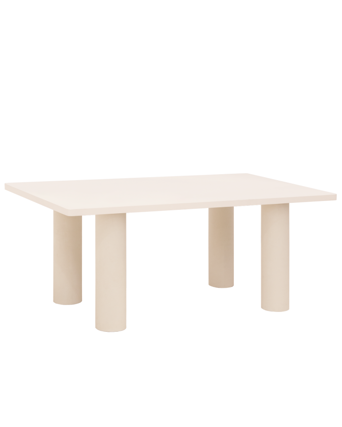 Deco Wood Mesa De Comedor Rectangular De Microcemento En Tono Blanco Roto De 160cm